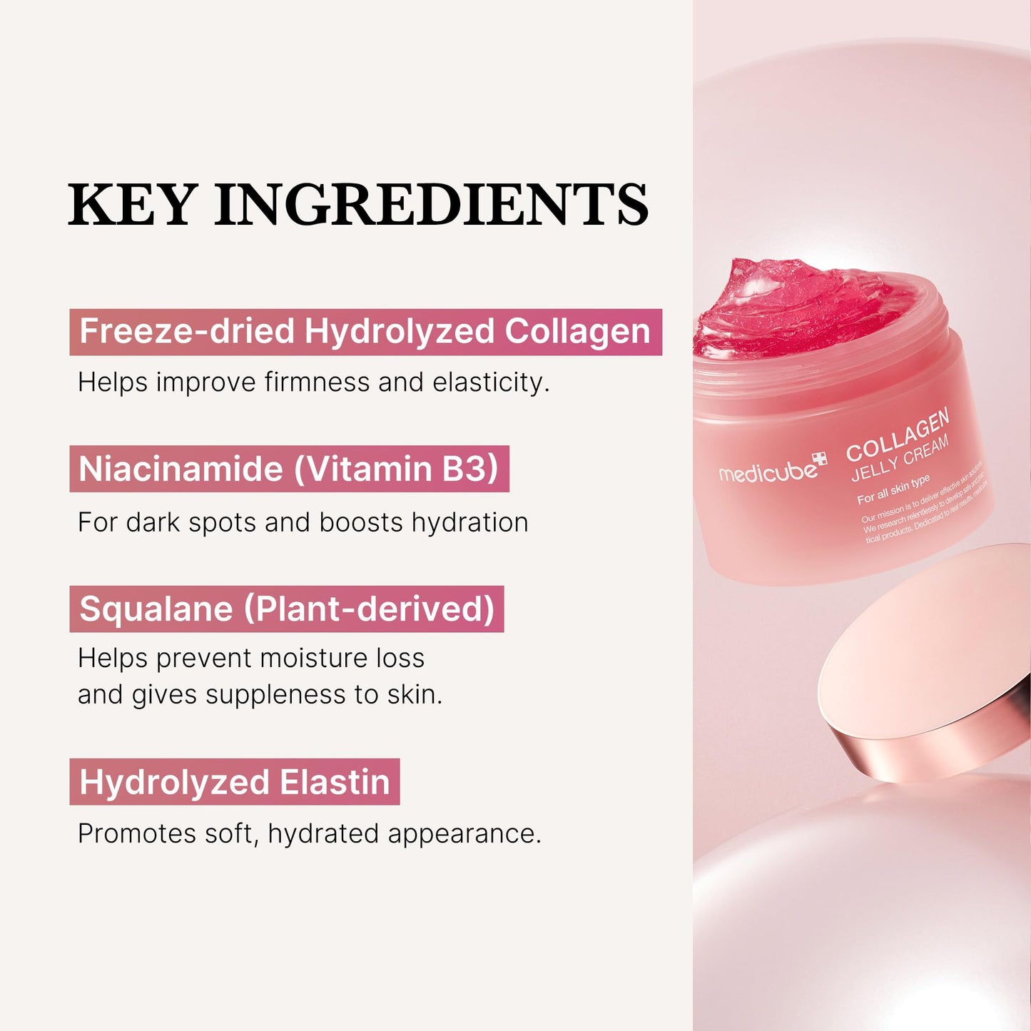 medicube Collagen Jelly Cream- Niacinamide & Freeze-Dried Hydrolyzed Collagen - Boosts skin's barrier hydration and gives 24h Glow & Lifted Look - Korean skincare