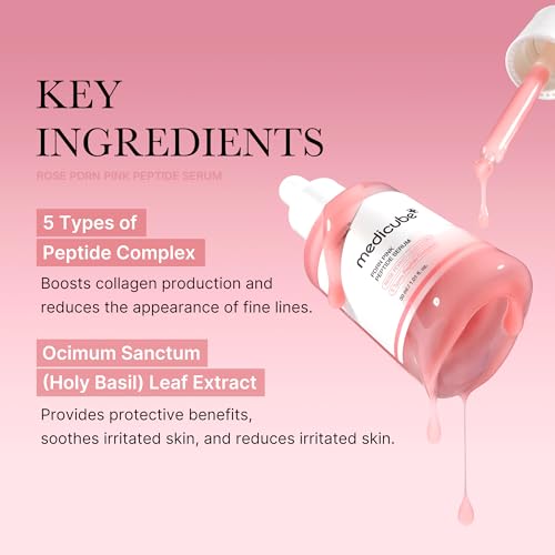 medicube PDRN Pink Peptide Serum, Pink glow serum, Peptide, Niacinamide, Hydrating & Moisturizing & Firming, Uneven Skin Tone, Korean Skincare | 1.01 fl.oz.