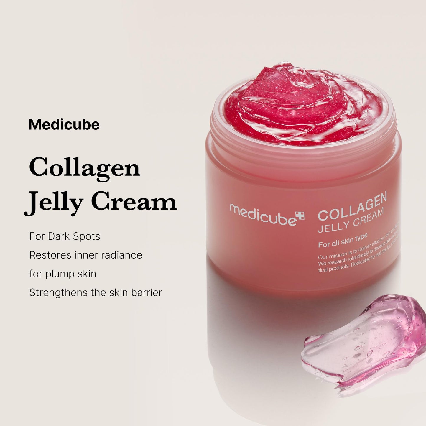 medicube Collagen Jelly Cream- Niacinamide & Freeze-Dried Hydrolyzed Collagen - Boosts skin's barrier hydration and gives 24h Glow & Lifted Look - Korean skincare