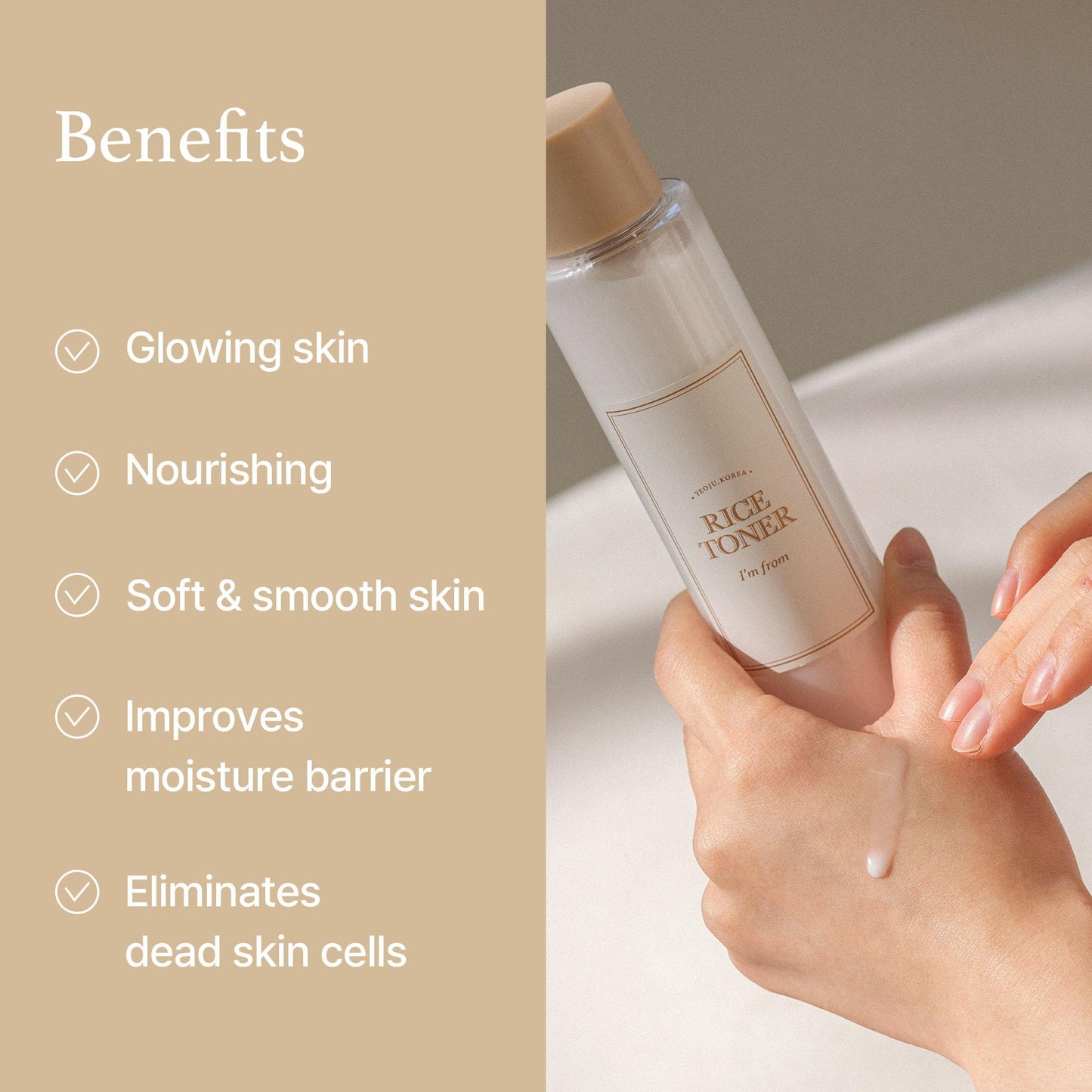 [I'm From] Rice Toner, 77.78% Rice Extract from Korea, Glow Essence with Niacinamide, Hydrating for Dry Skin, Vegan, Alcohol-Free, Fragrance-Free, Peta Approved, k beauty toner