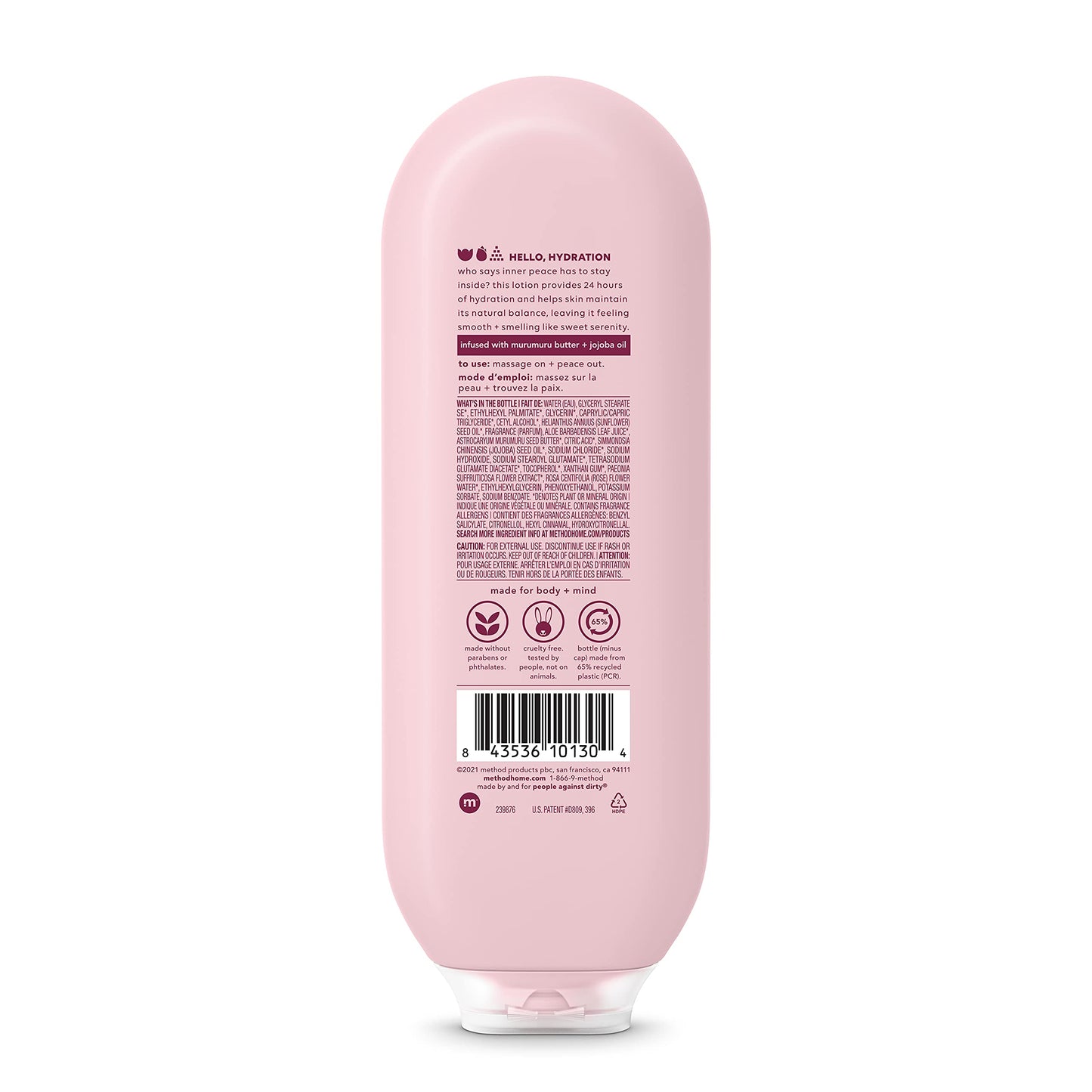 Method Daily Lotion, Pure Peace, Plant-Based Moisturizer for 24 Hours of Hydration, 13.5 Fl Oz (Pack of 1)