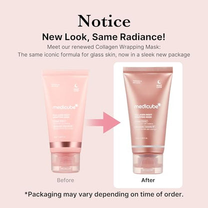 medicube Collagen Overnight Wrapping Peel Off Facial Mask Pack - Elasticity & Hydration Care, Reduces Sagging & Dullness - Hydrolyzed Collagen For Glowing Skin - Korean Skin Care, 2.53 fl.oz